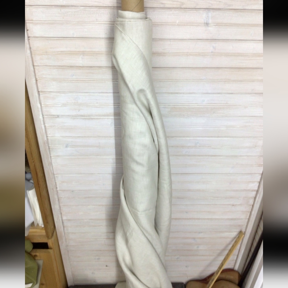 NWOT 4.25 Yards 90” Extra Wide Natural Beige Flax 50% Linen Blend Drapery Fabric